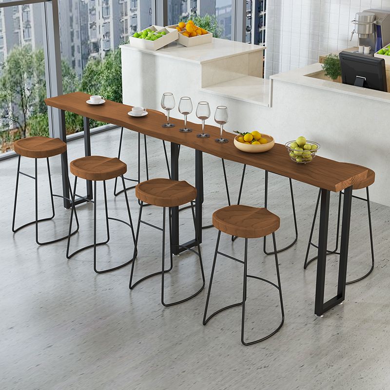 Modern Wood and Metal Bistro Accent Dining Table Sled Indoor Patio Bar Table Clearhalo 'Bar Furniture' 'Bar Tables' 'bar_tables' 'furn' 'furn_bar_tables' 'Furniture' 'furniture_bar_tables' 'Kitchen & Dining Furniture' 1200x1200_497408f5-1fd4-40a1-a417-125a3d1694f7