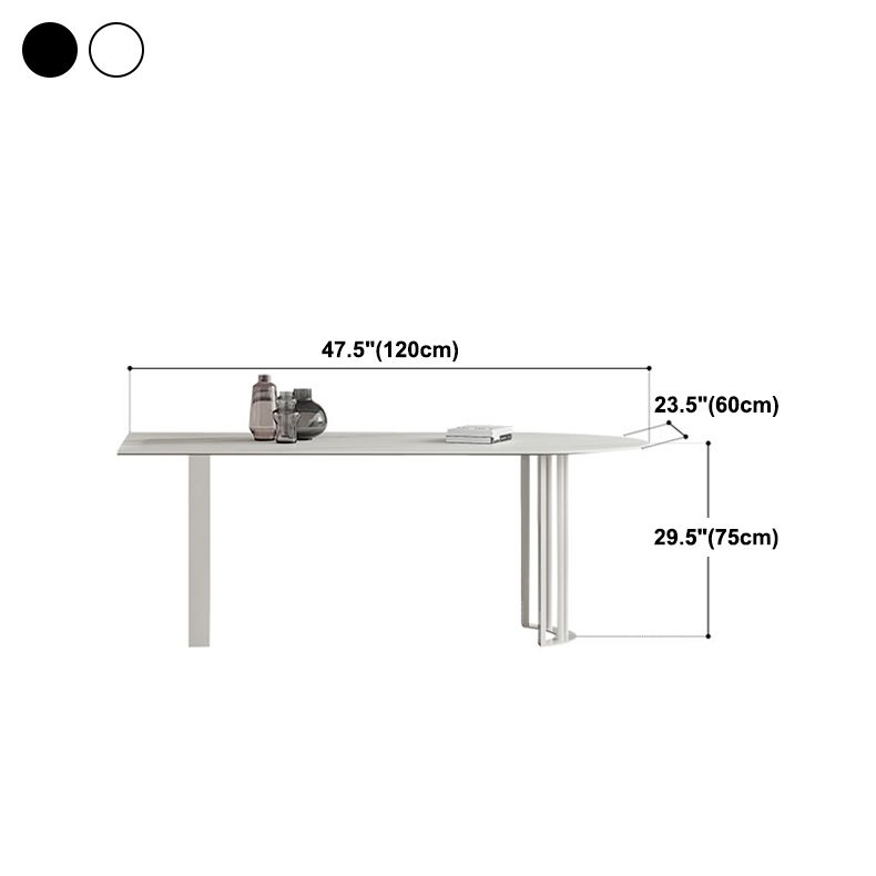 Modern Stone Top Oval Dinette Table Metal Base Dining Table in White Clearhalo 'Dining Tables & Seating' 'Dining Tables' 'dining_table' 'furn' 'furn_dining_table' 'Furniture' 'furniture_dining_table' 'Kitchen & Dining Furniture' 1200x1200_497446df-c3aa-42a9-a8e2-8f1ddccfe9fd