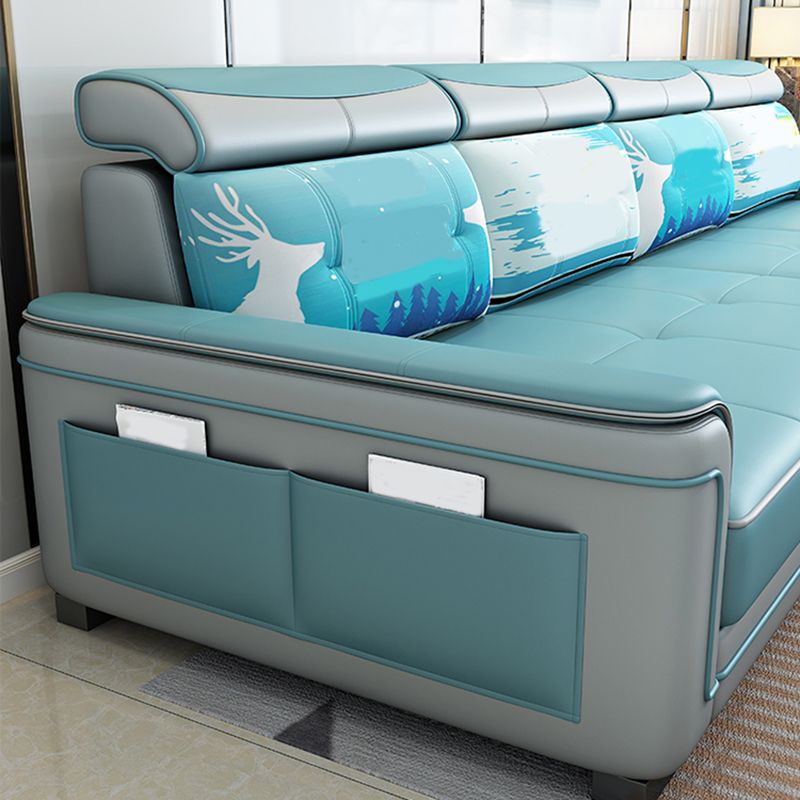 3-seat Pillow Top ArmSectionals Faux Leather Sofa and Chaise with Storage Clearhalo 'furn' 'furn_sectionals' 'Furniture' 'furniture_sectionals' 'kitchen' 'kitchen_sectionals' 'Living Room Furniture' 'Sectionals' 1200x1200_4974b9a3-ff40-4d3a-8d84-235ccf7ea123