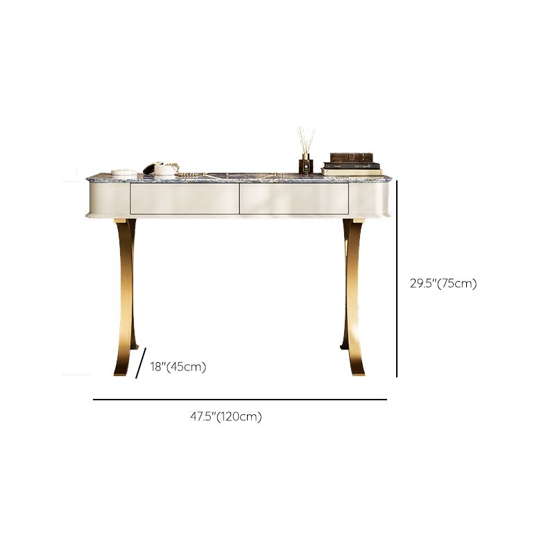 Slaapkamer make-up ijdelheid luxueuze stenen top dressoir met gewatteerde ontlasting