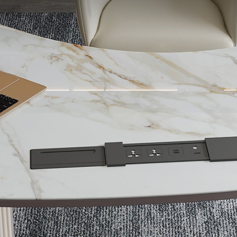 Home Glam Style Writing Desk Pedestal Office Desk with 3 Drawers Clearhalo 'furn' 'furn_office_desk' 'Furniture' 'Office Desks' 'Office Furniture' 'office_desk' 1200x1200_4975f19d-08f4-42ee-a1ab-6b9deff9521b