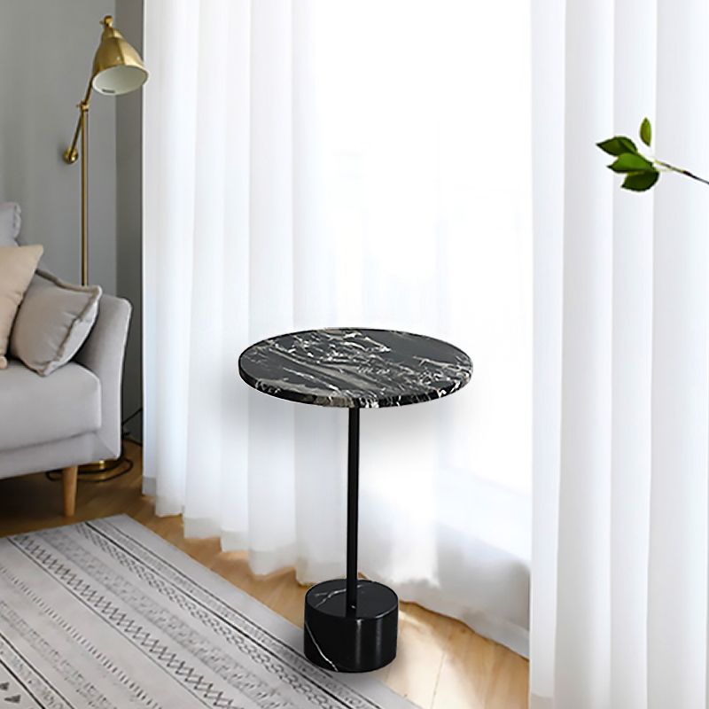 15.74" Wide Round Side Accent Table Marble Top Pedestal End Table