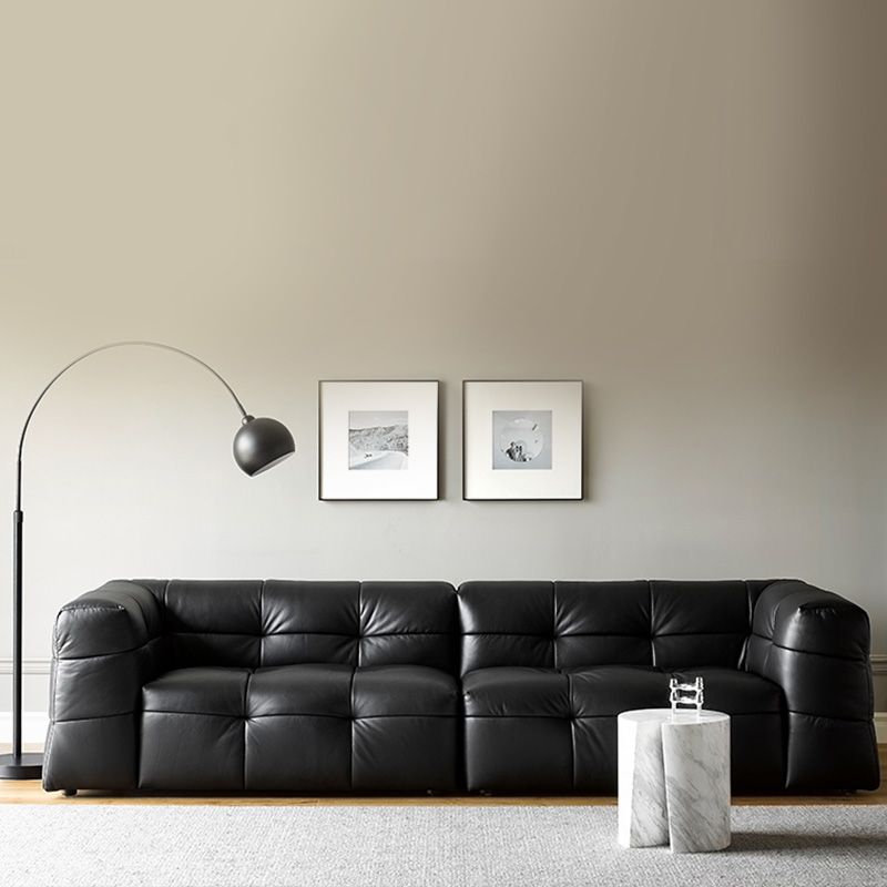 Sofá de brazo cuadrado de asiento de cuero contemporáneo para sala de estar