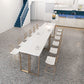 Glam Pub Height Dining Table White and Gold Counter Height Table Clearhalo 'Bar Furniture' 'Bar Tables' 'bar_tables' 'furn' 'furn_bar_tables' 'Furniture' 'Kitchen & Dining Furniture' 1200x1200_4979e1a9-3475-4a88-99e3-4f9cf35fa5c0