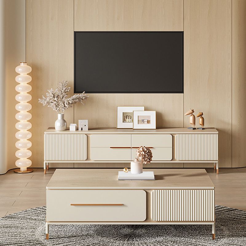 Glam TV Media Console Wooden TV Stand Console with 4 Drawers Clearhalo 'furn' 'furn_tv_stands_entertainment_centers' 'Furniture' 'Living Room Furniture' 'TV Stands & Entertainment Centers' 'TV Stands & Media Storage Furniture' 'tv_stands_entertainment_centers' 1200x1200_497a6a12-058c-4972-a71c-925b7ee25e7e
