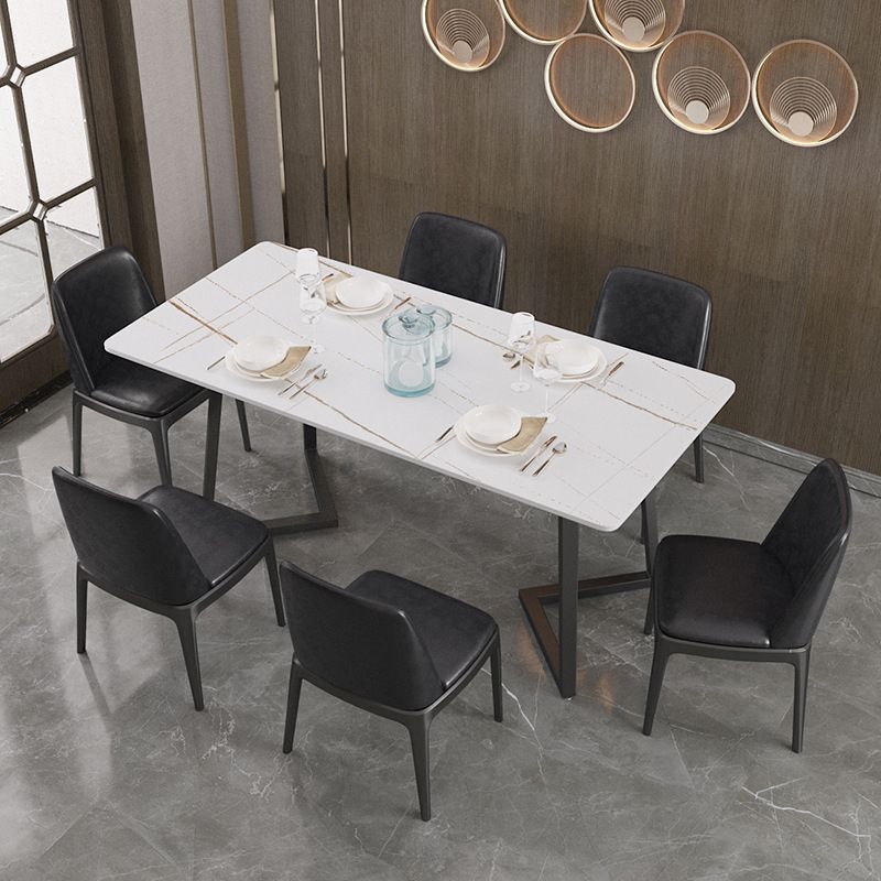 Gepolijste afwerking Dinette set met zwarte stoelen 1/4/5/7 stuks glamour eettafel set