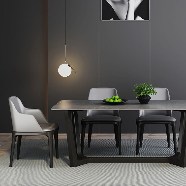 Modern 1/2/5/6/7 Pieces Dining Set Sintered Stone Dining Table with Leather Chairs Clearhalo 'Dining Room Sets' 'Dining Tables & Seating' 'dining_room_set' 'furn' 'furn_dining_room_set' 'Furniture' 'furniture_dining_room_set' 'Kitchen & Dining Furniture' 'kitchen&dining_furn' 'kitchen' 1200x1200_497e228f-26e5-4600-ab78-0e664fd99d6f