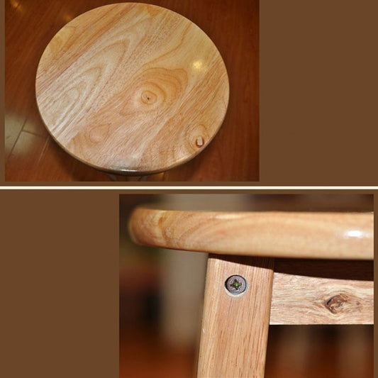 Modern Style Solid Wood Bar Stool with Footrest Milk Tea Shop Round Bar Stool 32 Inches Clearhalo 'Bar Furniture' 'Bar Stools' 'bar_stools' 'furn' 'furn_bar_stools' 'furniture_bar_stools' 'Kitchen & Dining Furniture' 'kitchen&dining_furn' 'kitchen' 'kitchen_furn' Furniture' 1200x1200_497e28ba-5d18-4df6-84c7-b2c1094f09ae