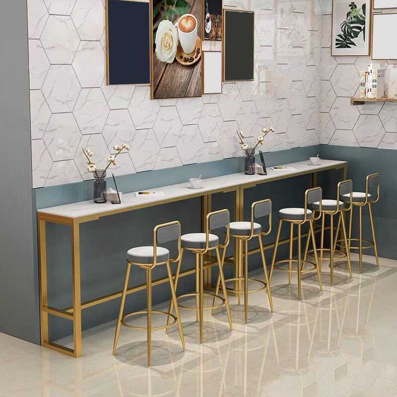 Tabouret de salle à manger gris rembourré