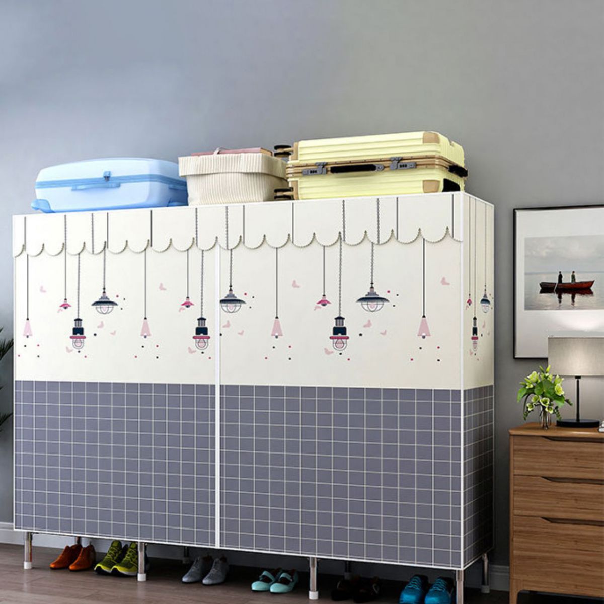 Moderner Kleiderschrank Armoire Aluminiumlegierung Rahmen Kleiderschrank für Zuhause