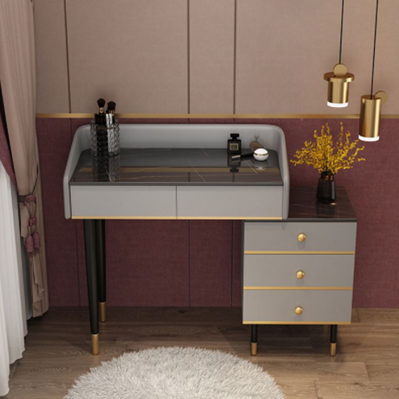 Glam Vanity Table Stone Top 15.75" W Makeup Desk with Drawers Clearhalo 'Bedroom Furniture' 'furn' 'furn_makeup_vanities' 'Furniture' 'Makeup Vanities' 'makeup_vanities' 1200x1200_49820539-0dfe-4668-acd2-05d6bd3b0fa8