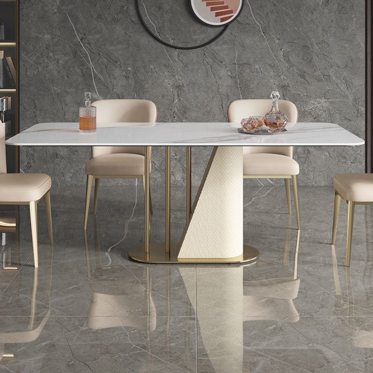Goldener Sockel Casual Esstisch Traditioneller Luxus -Rechteck Esstisch