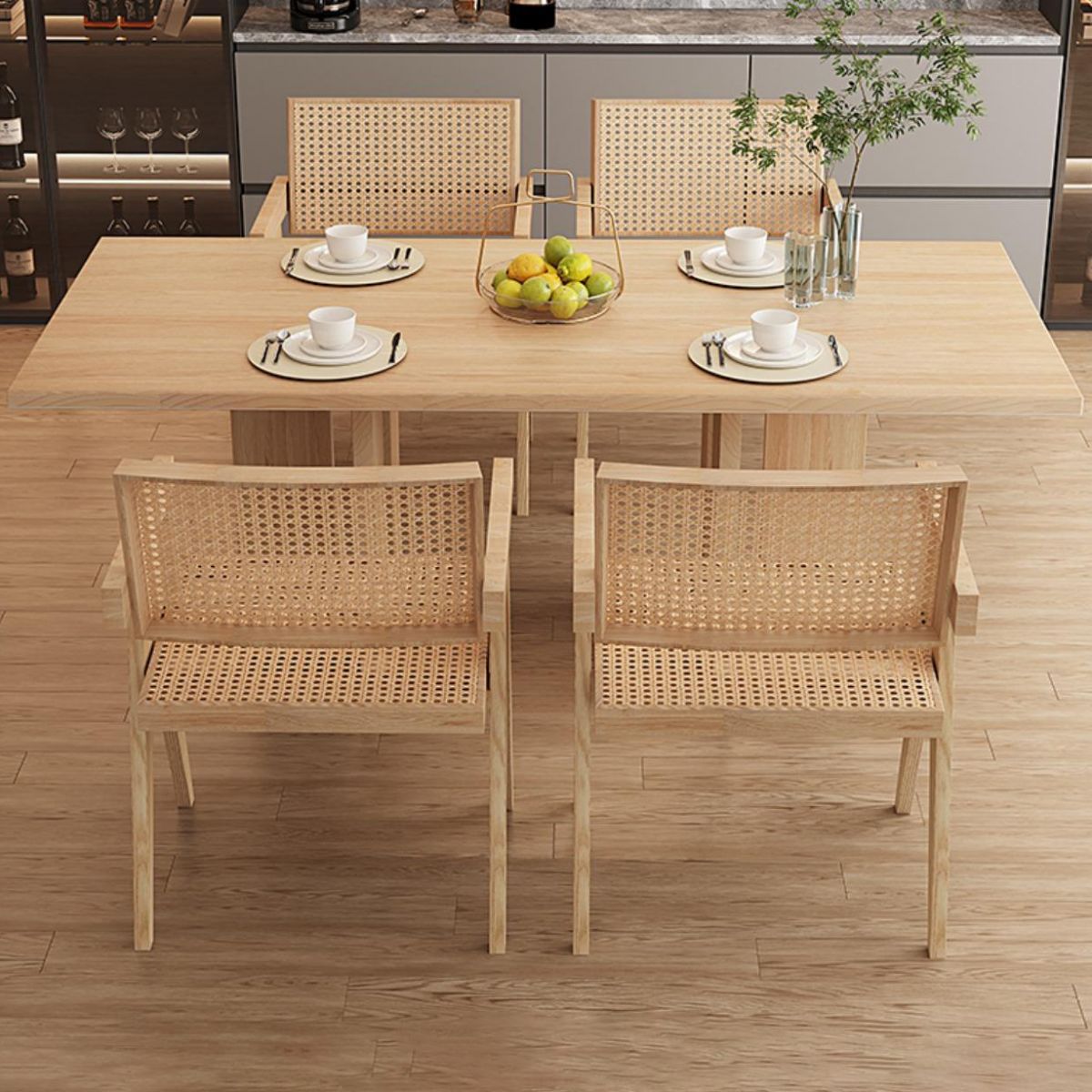 Rectangle Double Base Dining Table Modern Pine Wood Table for Kitchen Clearhalo 'Dining Tables & Seating' 'Dining Tables' 'dining_table' 'furn' 'furn_dining_table' 'Furniture' 'Kitchen & Dining Furniture' 1200x1200_4982f1e9-f186-49c0-889e-c28803c441ea