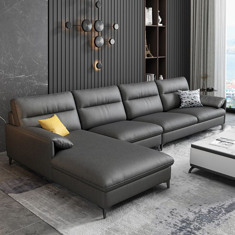 Moderne vlekbestendige L-vormige sectionele 4-zits kussenkussen bovenarm sectioneel