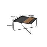 Mid-Century Modern Coffee Table with Iron Tray Top and Iron Cross Base