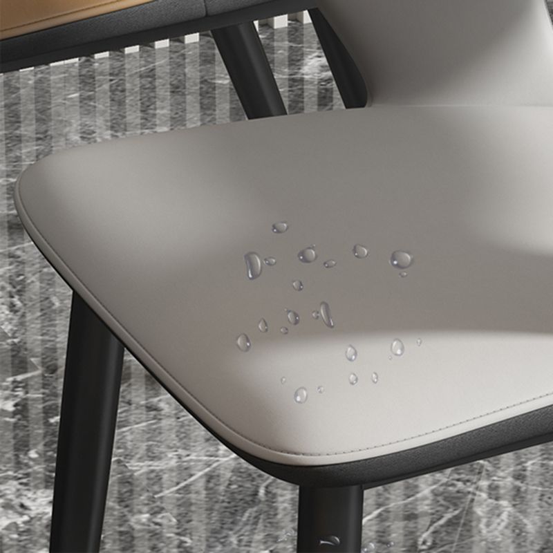 Contemporary Dining Room Chair Matte Finish Leather Curved Open Back Arm Chair Clearhalo ' kitchen&dining_furn' 'Dining Chairs' 'Dining Tables & Seating' 'dining_chair' 'furn' 'furn_dining_chair' 'Furniture' 'furniture_dining_chair' 'Kitchen & Dining Furniture' 'kitchen' 1200x1200_49861f2f-9809-481c-a639-76a27248ed88