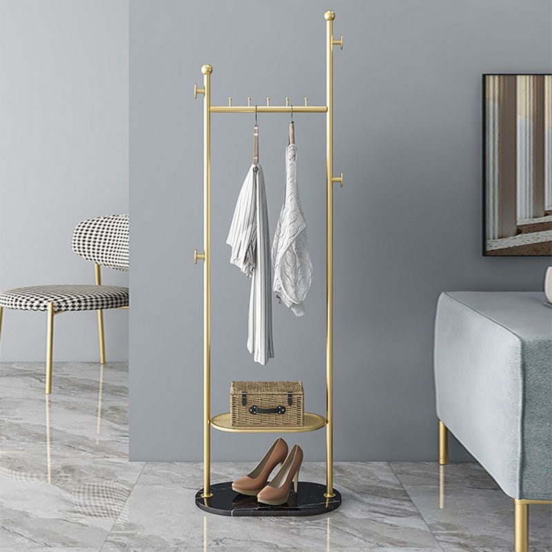 Modern Metal Hall Stand Hanging Rail Storage Shelving and Hooks Entryway Kit