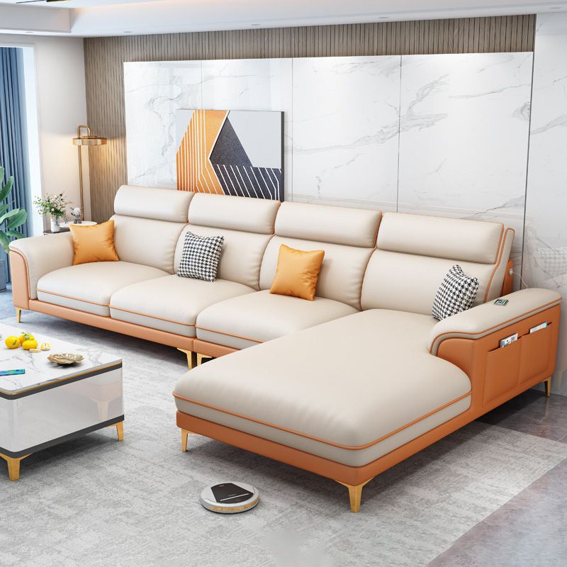 Contemporary Faux Leather Sofa with Pillow Top Arm for Living Room