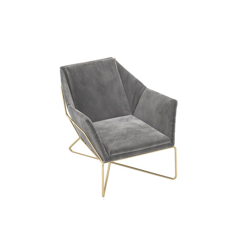 Grey Velvet Sofa with Tight Back and Gold Frame for Living Room