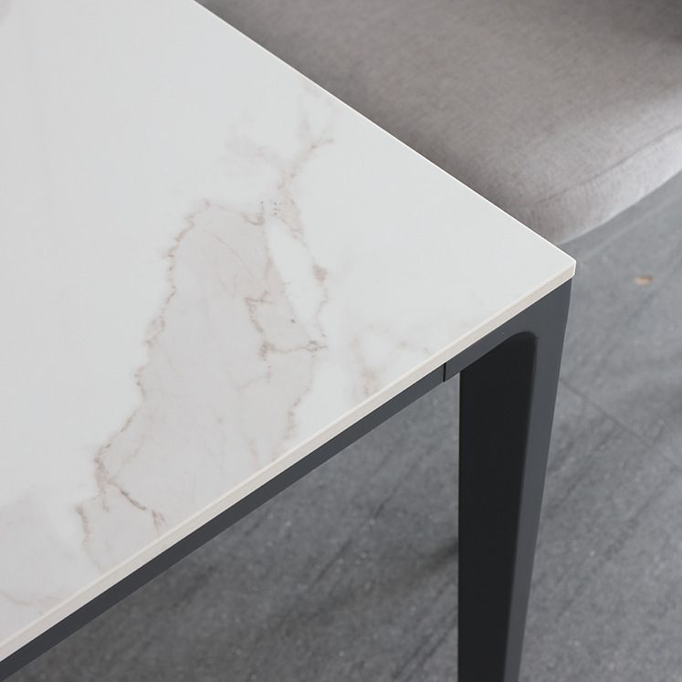 Sintered Stone Top Dining Table Rectangle Table in White with Metal Base and 4 Legs Clearhalo ' dining_table' 'Dining Tables & Seating' 'Dining Tables' 'furn' 'furn_dining_table' 'Furniture' 'furniture_dining_table' 'Kitchen & Dining Furniture' 'kitchen&dining_furn' 'kitchen' 'kitchen_dining_table' 1200x1200_498ad278-8bcf-437e-965a-75915c7dbbb8