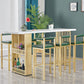 Glam Wood Bar Table with Rectangle Table Top Gold Double Pedestal Table - 42" H Clearhalo 'Bar Furniture' 'Bar Tables' 'bar_tables' 'furn' 'furn_bar_tables' 'Furniture' 'furniture_bar_tables' 'Kitchen & Dining Furniture' 1200x1200_498ddc9c-7b0e-4dc4-9598-0a85cfb72b53