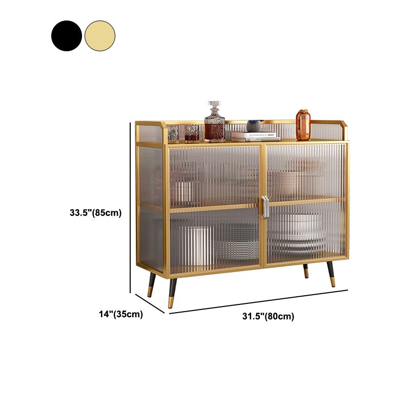 Server da pranzo contemporaneo per soggiorno Sideboard di finitura lucidata con gambe metalliche