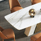 Glam Style Rectangle Table Sintered Stone Table with Metal Legs for Kitchen