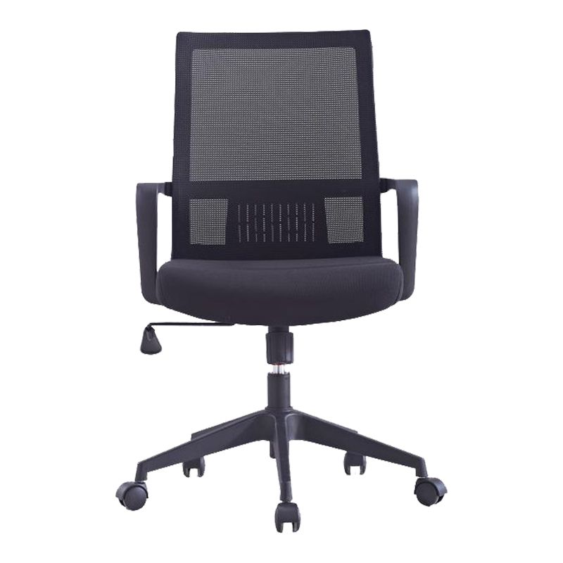 Chaise de bureau à roulettes modernes, fauteuil à dossier moyen en microfibre noir