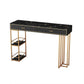 Marble Counter Table with Rectangle Table Top Double Pedestal Table - 41.3" H Clearhalo 'Bar Furniture' 'Bar Tables' 'bar_tables' 'furn' 'furn_bar_tables' 'Furniture' 'furniture_bar_tables' 'Kitchen & Dining Furniture' 1200x1200_4997bdd1-8f20-461c-91a9-46fefafd150e