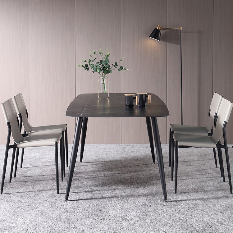 Modern Black 1/4/5/7 Pieces Dining Set Rectangle Legs Stone Indoor Dinette Set Clearhalo 'Dining Room Sets' 'Dining Tables & Seating' 'dining_room_set' 'furn' 'furn_dining_room_set' 'Furniture' 'Kitchen & Dining Furniture' 1200x1200_499927b1-a9f3-4e75-95f0-e15a6cd5dd64