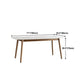 Stone Top Table Mid-Century Modern Dining Table with 4 Brown Wood Legs