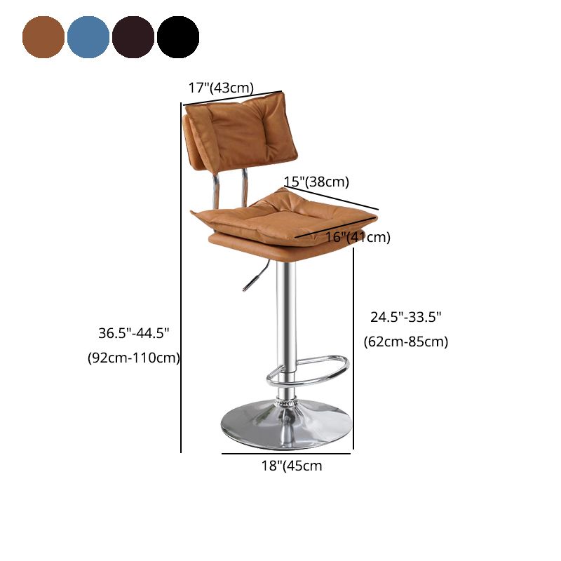 Leather Swivel Adjustable Height Bar Stool Matte Finish Home Low Back Stool Clearhalo 'Bar Furniture' 'Bar Stools' 'bar_stools' 'furn' 'furn_bar_stools' 'furniture_bar_stools' 'Kitchen & Dining Furniture' 'kitchen&dining_furn' 'kitchen' 'kitchen_furn' Furniture' 1200x1200_499af457-a471-47d9-8358-198f0ea2af69