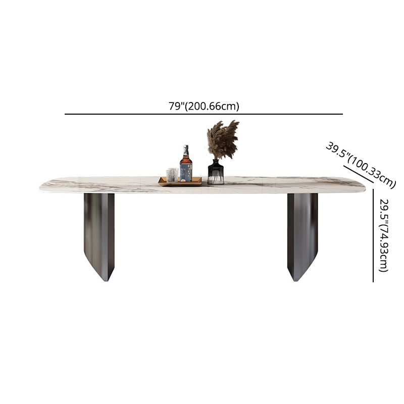 Modern Sintered Stone Top for Kitchen Dining Set Rectangle Standard Dining Set in White Clearhalo 'Dining Room Sets' 'Dining Tables & Seating' 'dining_room_set' 'furn' 'furn_dining_room_set' 'Furniture' 'furniture_dining_room_set' 'Kitchen & Dining Furniture' 'kitchen&dining_furn' 'kitchen' 1200x1200_499cf41a-f042-48eb-a6f0-114f1856dd44