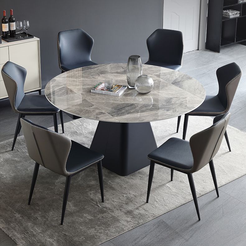 Foldable Round Sintered Stone Dining Table of 5/7 with Metal Base Nordic Dining Set for Restaurant Clearhalo 'Dining Room Sets' 'Dining Tables & Seating' 'dining_room_set' 'furn' 'furn_dining_room_set' 'Furniture' 'furniture_dining_room_set' 'Kitchen & Dining Furniture' 'kitchen&dining_furn' 'kitchen' 1200x1200_499f68d1-6393-4a6f-89ef-90cae0b1192c
