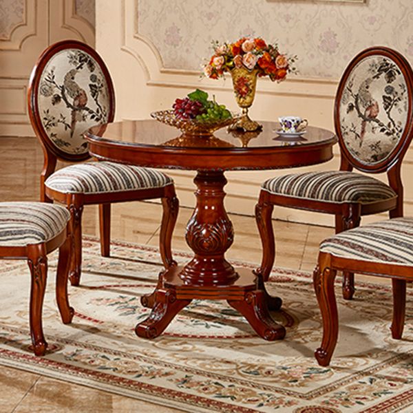 Solid Wood Victorian Round Dining Table Rubberwood Top Table for Home Clearhalo ' dining_table' 'Dining Tables & Seating' 'Dining Tables' 'Furniture' 'furniture_dining_table' 'Kitchen & Dining Furniture' 'kitchen&dining_furn' 'kitchen' 'kitchen_dining_table' 1200x1200_499fd837-2235-4d97-80de-007c076df478