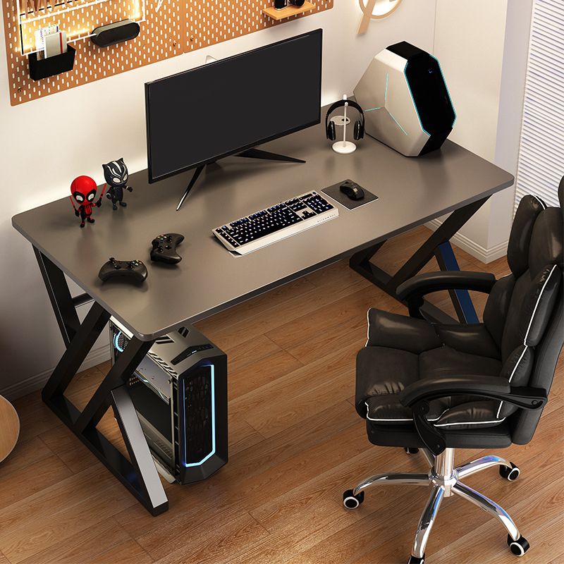 Escritorio de oficina de acero y madera artificial escritorio rectangular de la computadora con gestión de cables