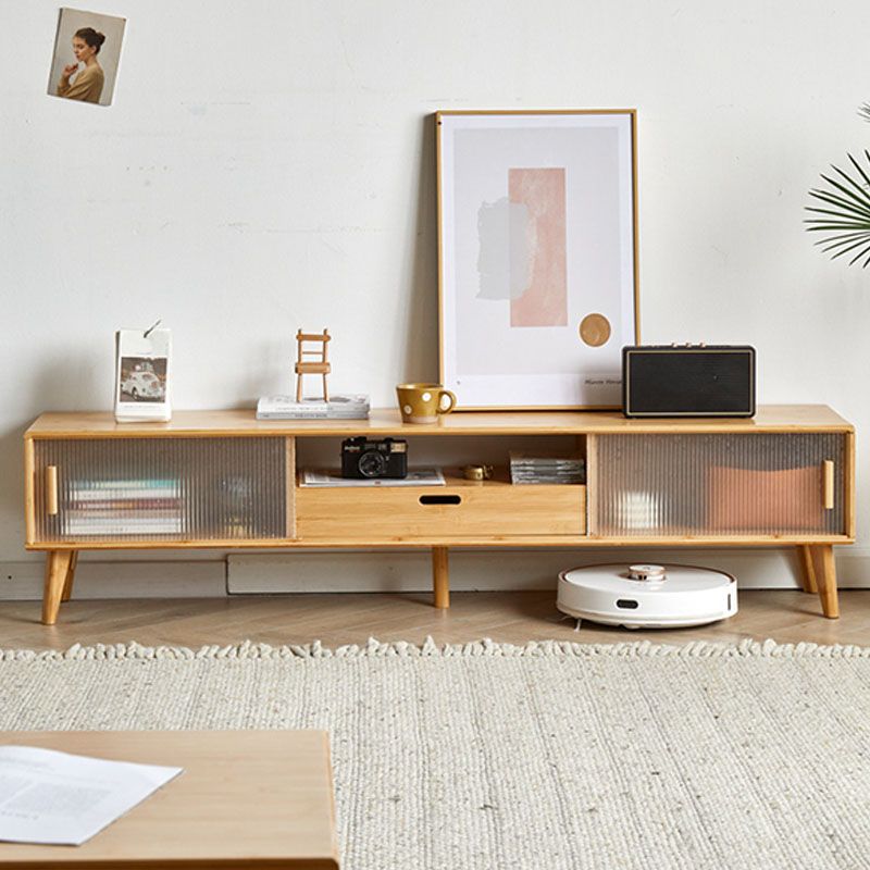 Natural 2-Door TV Stand Scandinavian Wood TV Console With Shelf Clearhalo 'furn' 'furn_tv_stands_entertainment_centers' 'Furniture' 'Living Room Furniture' 'TV Stands & Entertainment Centers' 'TV Stands & Media Storage Furniture' 'tv_stands_entertainment_centers' 1200x1200_49a120bb-796d-406f-b5aa-ac82d5a0f3a6