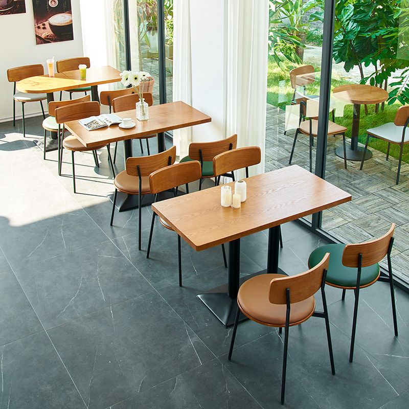 Industrial Style Brown Dining Table Wooden Table with Black Frame for Dining Room Clearhalo ' dining_table' 'Dining Tables & Seating' 'Dining Tables' 'furn' 'furn_dining_table' 'Furniture' 'furniture_dining_table' 'Kitchen & Dining Furniture' 'kitchen&dining_furn' 'kitchen' 'kitchen_dining_table' 1200x1200_49a134bb-f121-4708-91fc-ad34d0ecf637