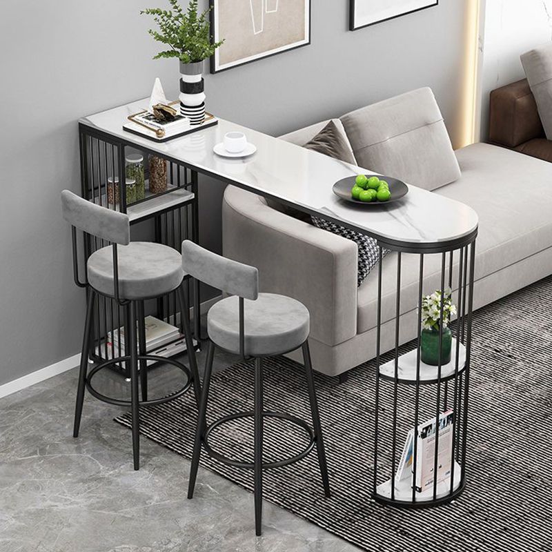 Sintered Stone Bar Table Industrial Dining Table with Storage Shelves Clearhalo 'Bar Furniture' 'Bar Tables' 'bar_tables' 'furn' 'furn_bar_tables' 'Furniture' 'Kitchen & Dining Furniture' 1200x1200_49a1c59d-890f-4f21-bb77-34904d4592da