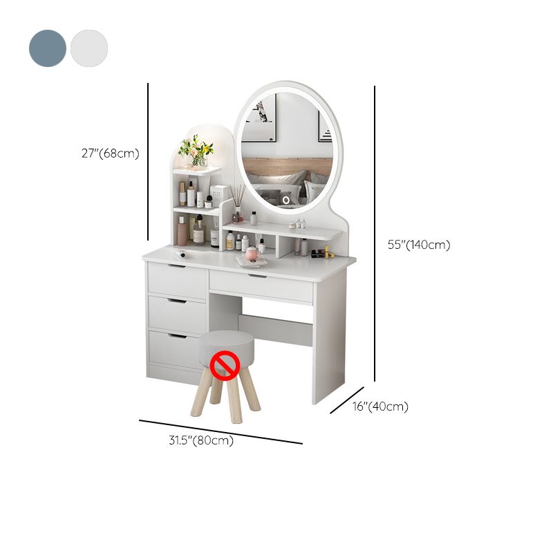 Vanity in legno con cassetti e mensole tavolo da trucco vanità con specchio