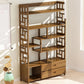 Contemporary Vertical Etagere Open Book Shelf Brown Bamboo Bookshelf for Study Room