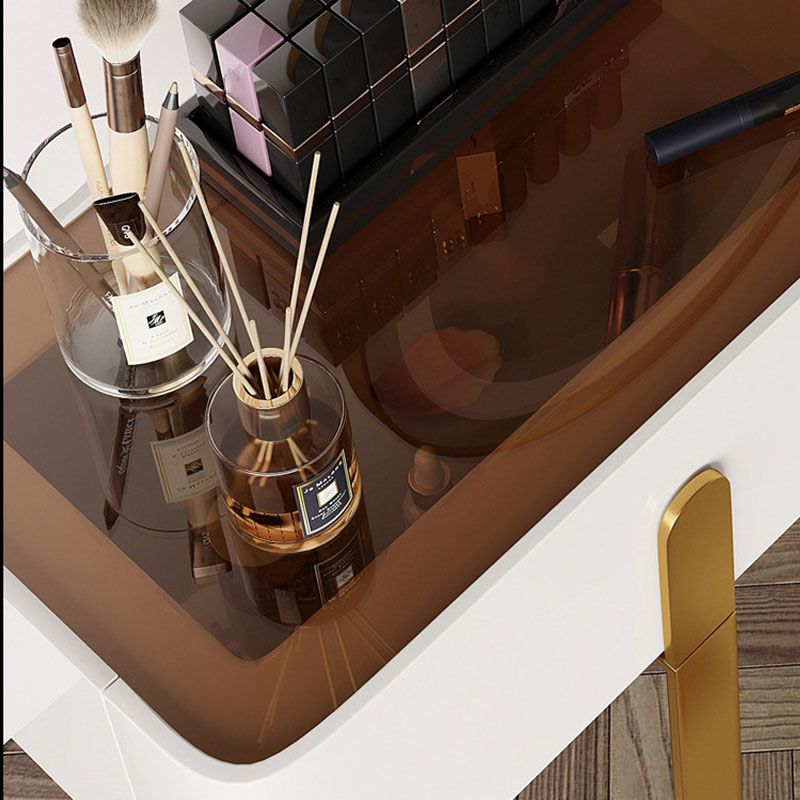 Glam Vanity Makeup Table Set Glass Top Dressing Table with Double Drawers Clearhalo 'Bedroom Furniture' 'furn' 'furn_makeup_vanities' 'Furniture' 'Makeup Vanities' 'makeup_vanities' 1200x1200_49a5ede0-04ee-46da-93b9-1b2a2c7c9f56