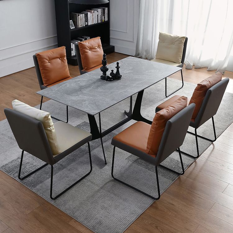 Contemporary Metal Dining Room Chairs Upholstered Dining Armless chairs for Home Use Clearhalo ' kitchen&dining_furn' 'Dining Chairs' 'Dining Tables & Seating' 'dining_chair' 'furn' 'furn_dining_chair' 'Furniture' 'furniture_dining_chair' 'Kitchen & Dining Furniture' 'kitchen' 1200x1200_49a8cad3-a13e-4b97-93d3-a9104ab0bd68