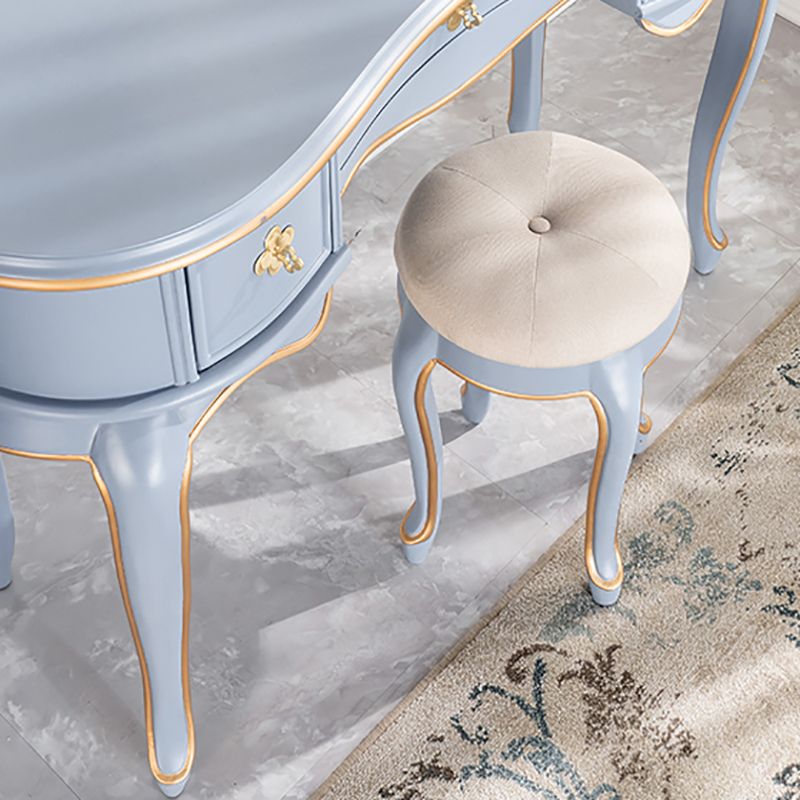 Tavolo da toeletta per vanità in legno solido a 3 cassetti vittoriani