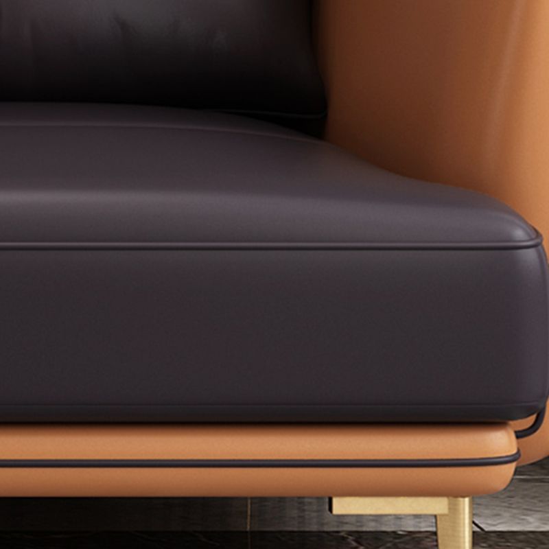 Sofá y chaise resistente a las manchas de cuero genuino de brazo cuadrado contemporáneo