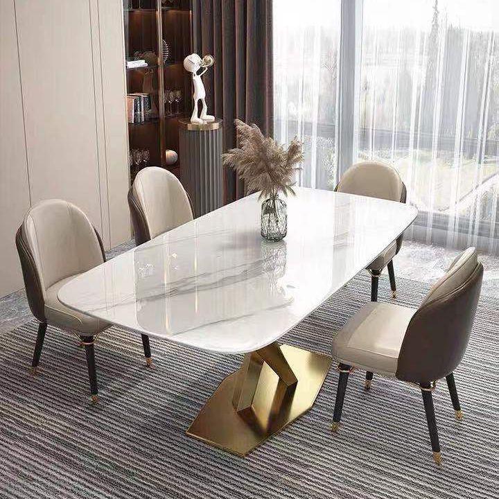 Metal Traditional Luxury Rectangle Dining Table Sintered Stone Top Indoor Table with Pedestal Base Clearhalo ' dining_table' 'Dining Tables & Seating' 'Dining Tables' 'furn' 'furn_dining_table' 'Furniture' 'furniture_dining_table' 'Kitchen & Dining Furniture' 'kitchen&dining_furn' 'kitchen' 'kitchen_dining_table' 1200x1200_49ae2c2c-f73f-41f8-b161-7abc9548f6a1