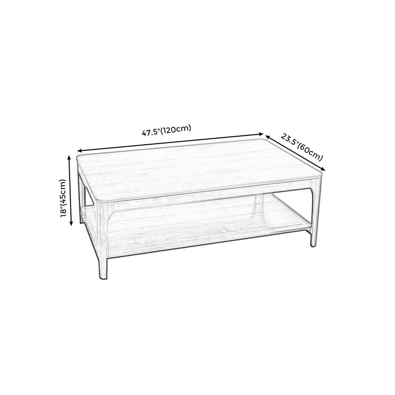 Modern Wooden 4 Legs Coffee Table with Shelf Rectangular Cocktail Table in Oak/Walnut Clearhalo 'Coffee & Accent Tables' 'Coffee Tables' 'coffee_tables' 'furn' 'furn_coffee_tables' 'Furniture' 'furniture_coffee_tables' 'Living Room Furniture' 1200x1200_49af3b5f-b189-4d4f-875f-984a98a64a99