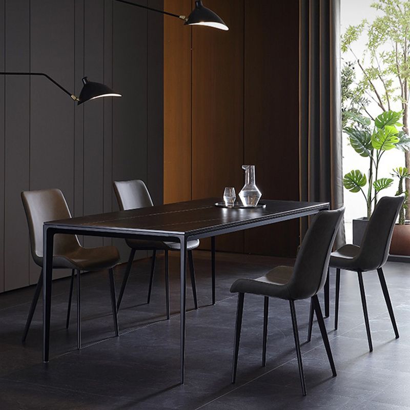 Simplicity Rectangle Dining Room Table Sintered Stone Table with 4 Black Legs Clearhalo ' dining_table' 'Dining Tables & Seating' 'Dining Tables' 'furn' 'furn_dining_table' 'Furniture' 'furniture_dining_table' 'Kitchen & Dining Furniture' 'kitchen&dining_furn' 'kitchen' 'kitchen_dining_table' 1200x1200_49b2a3fe-9841-4752-99c4-fe2fbbd09306