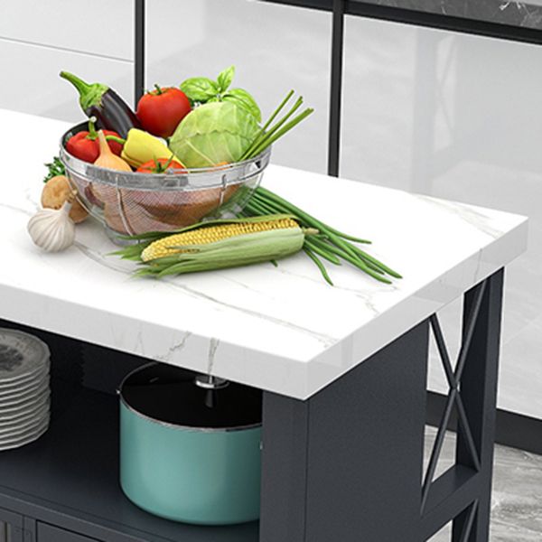 33.46" High Rolling Industrial Kitchen Island Stone Kitchen Island Table Clearhalo 'furn' 'furn_kitchen_islands_carts' 'Furniture' 'Kitchen & Dining Furniture' 'Kitchen Islands & Carts' 'kitchen_islands_carts' 1200x1200_49b3e482-ee42-4b71-80a2-20a4553665b7