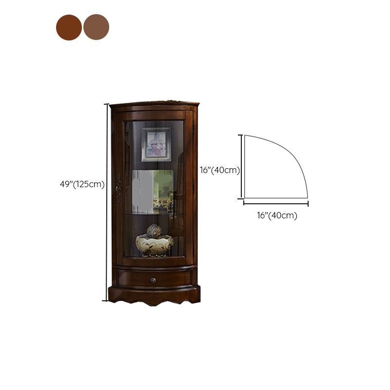 Accente di accento rustico angolare in legno in legno in vetro con porte